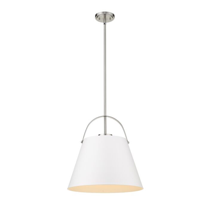 Z Lite Z Studio 1 Light Pendant Light In Matte White With Brushed Nickel