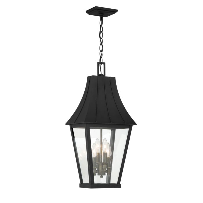 The Great Outdoors Chateau Grande 4 Light Outdoor Hanging Light in Coal With Gold