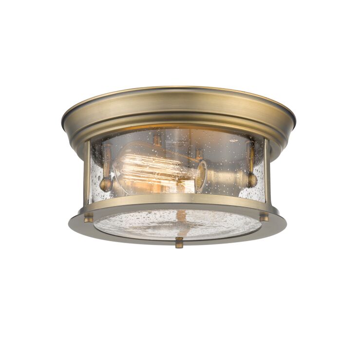 Z Lite Sonna 2 Light Flush Mount Ceiling Light In Heritage Brass