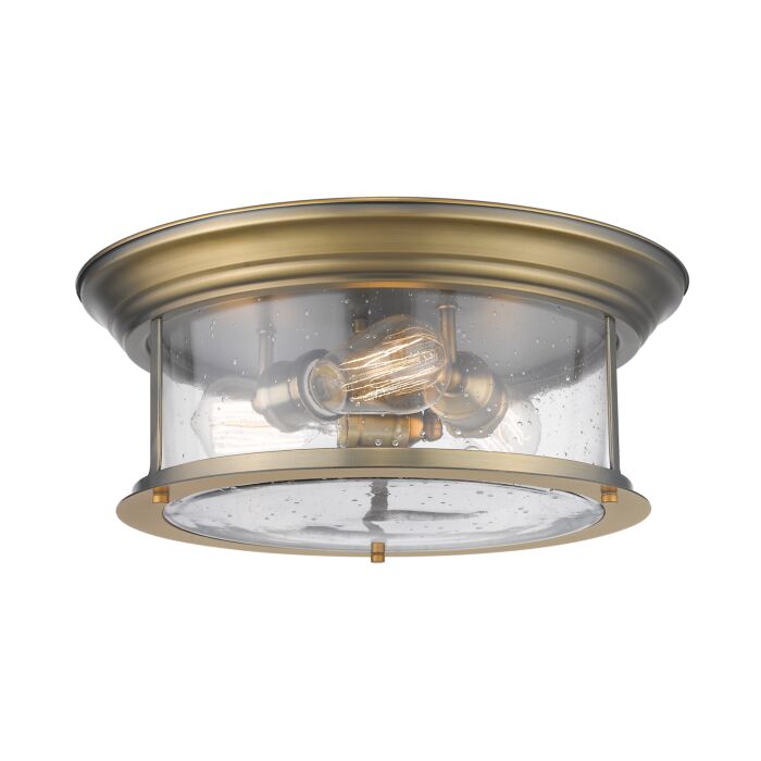 Z Lite Sonna 3 Light Flush Mount Ceiling Light In Heritage Brass