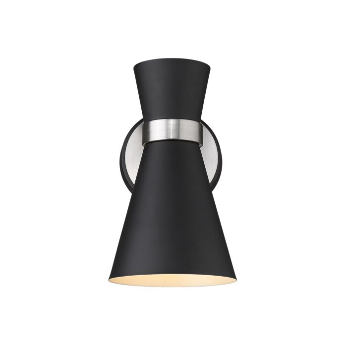 Z Lite Soriano 1 Light Wall Sconce In Matte Black With Brushed Nickel
