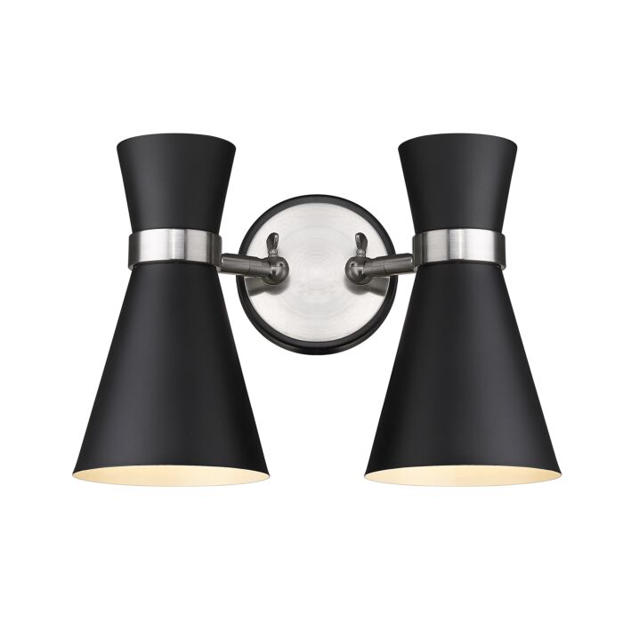 Z Lite Soriano 2 Light Wall Sconce In Matte Black With Brushed Nickel