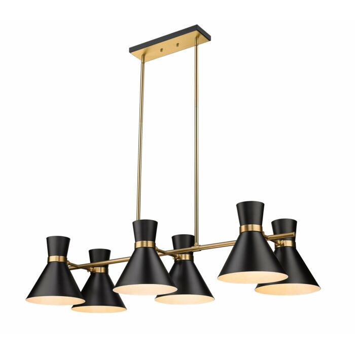 Z Lite Soriano 6 Light Chandelier In Matte Black With Heritage Brass