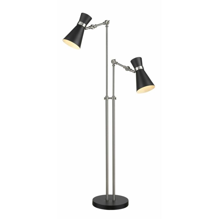 Z Lite Soriano 2 Light Floor Lamp Light In Matte Black With Brushed Nickel