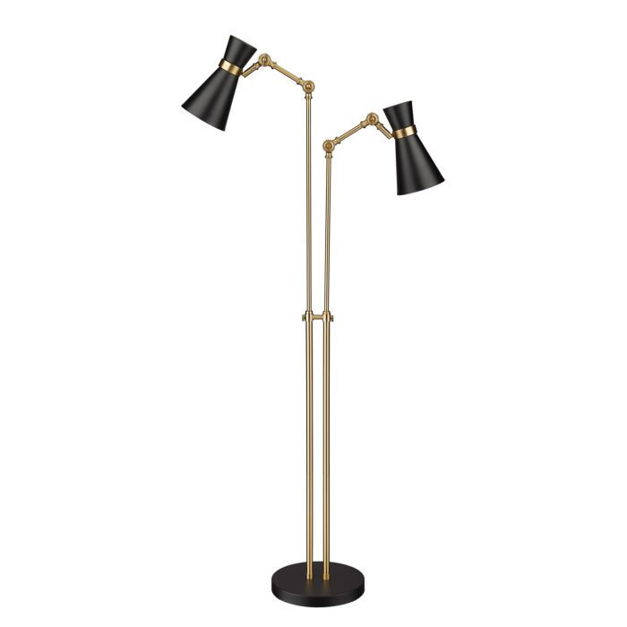 Z Lite Soriano 2 Light Floor Lamp Light In Matte Black With Heritage Brass
