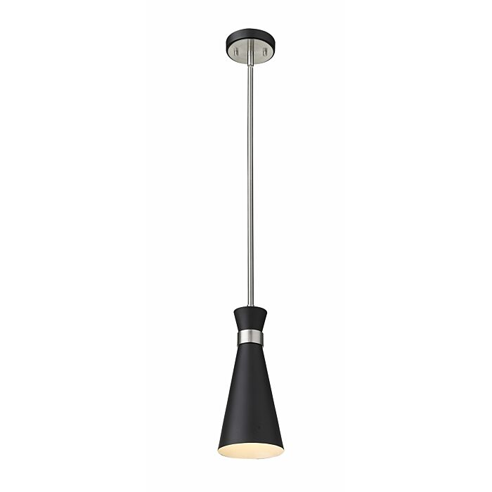 Z Lite Soriano 1 Light Mini Pendant Light In Matte Black With Brushed Nickel