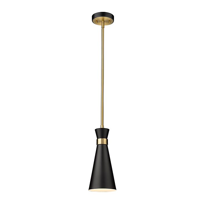 Z Lite Soriano 1 Light Mini Pendant Light In Matte Black With Heritage Brass