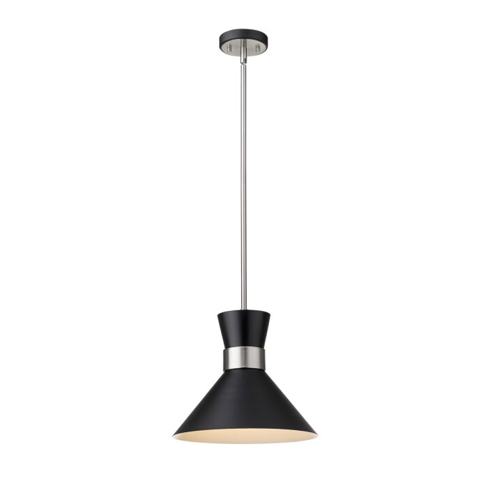 Z Lite Soriano 1 Light Pendant Light In Matte Black With Brushed Nickel