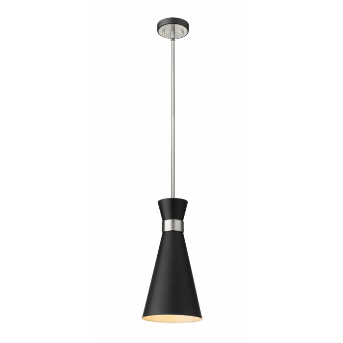 Z Lite Soriano 1 Light Pendant Light In Matte Black With Brushed Nickel