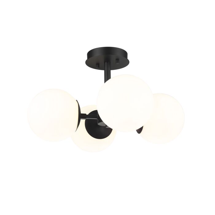 Z Lite Midnetic 4 Light Semi Flush Mount Ceiling Light In Matte Black