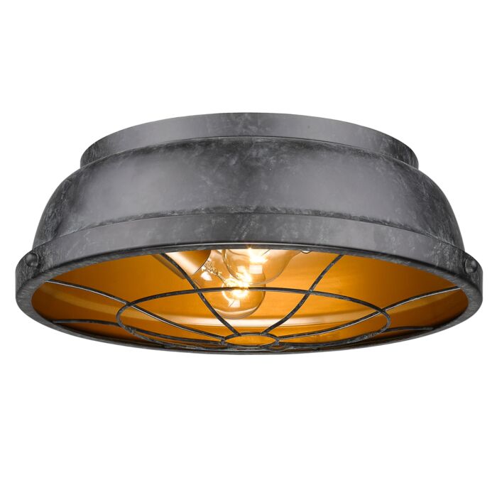 Golden Bartlett 2 Light 14 Inch Ceiling Light in Black Patina