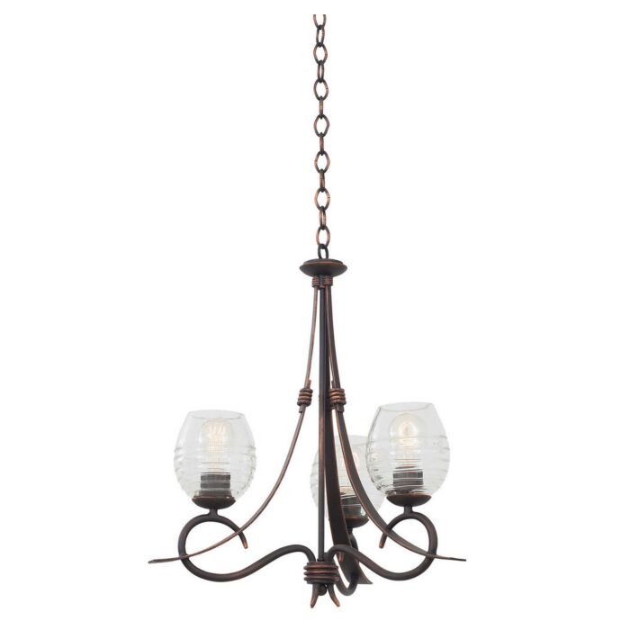 Kalco Seabrook 3 Light Chandelier in Antique Copper