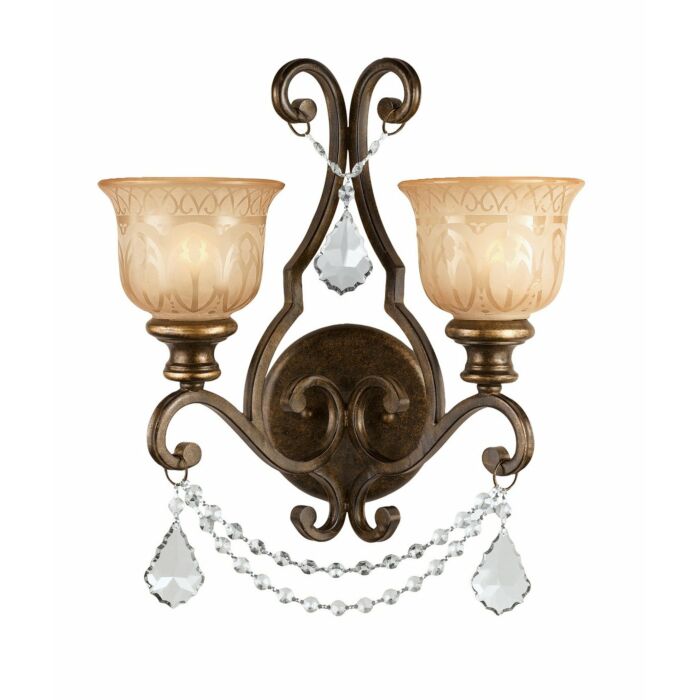 Crystorama Norwalk 2 Light 18 Inch Wall Sconce in Bronze Umber with Clear Swarovski Strass Crystals