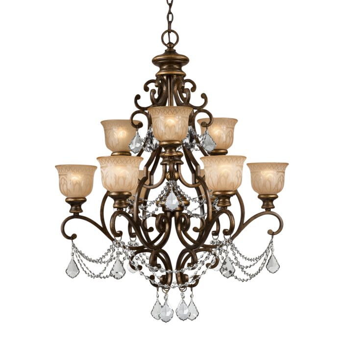 Crystorama Norwalk 9 Light 41 Inch Traditional Chandelier in Bronze Umber with Clear Swarovski Strass Crystals