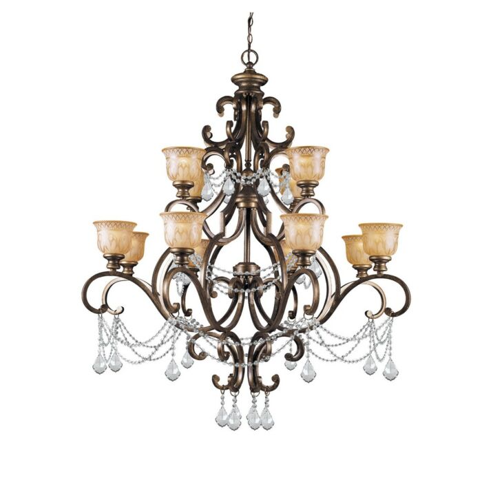 Crystorama Norwalk 12 Light 54 Inch Traditional Chandelier in Bronze Umber with Clear Italian Crystals