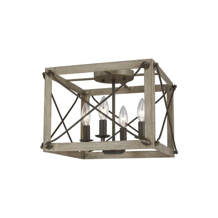 Sea Gull Thornwood 4 Light LED Ceiling Light in Washed Pine