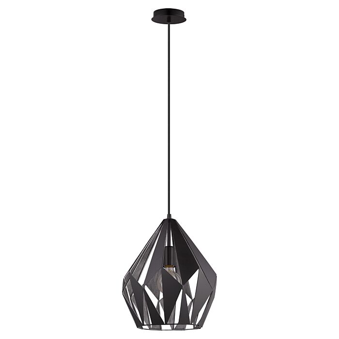 Carlton 1 1-Light Pendant in Black & Silver