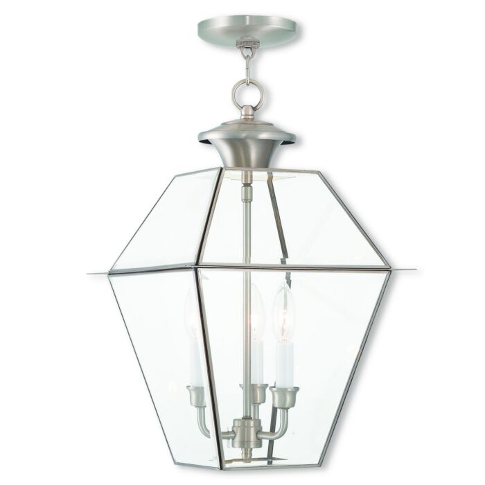 Westover 3-Light Outdoor Pendant in Brushed Nickel