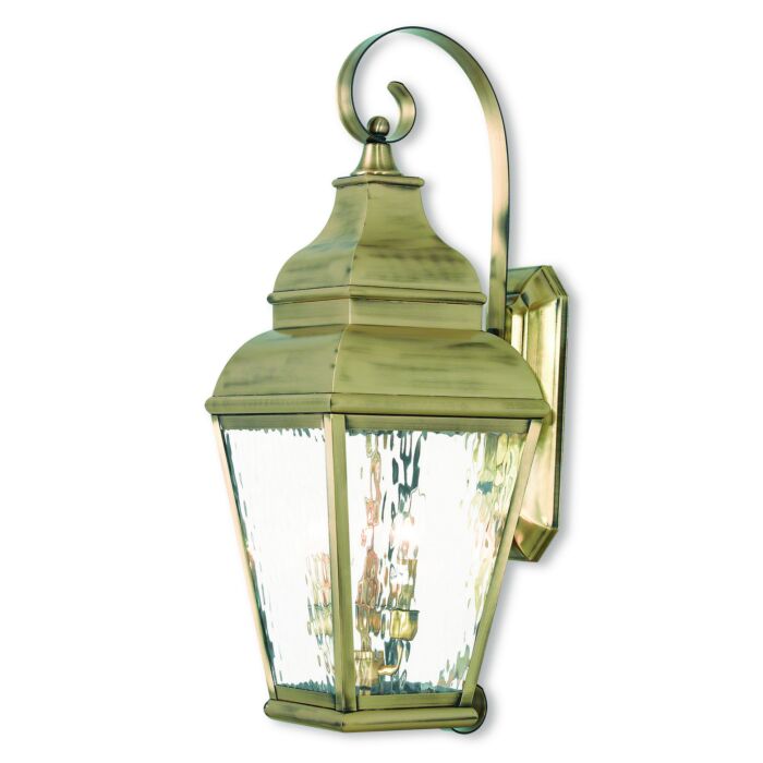 Exeter 3-Light Outdoor Wall Lantern in Antique Brass