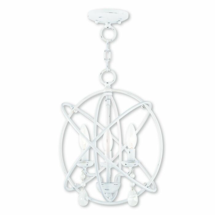 Aria 3-Light Mini Chandelier with Ceiling Mount in Antique White