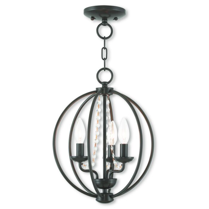 Arabella 3-Light Mini Chandelier with Ceiling Mount in English Bronze