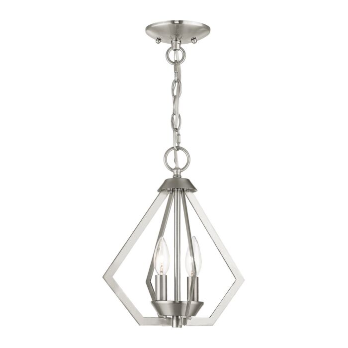 Prism 2-Light Mini Chandelier with Ceiling Mount in Brushed Nickel