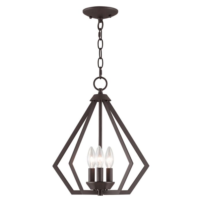 Prism 3-Light Mini Chandelier with Ceiling Mount in Bronze
