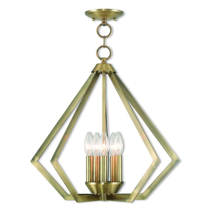 Prism 5-Light Chandelier in Antique Brass