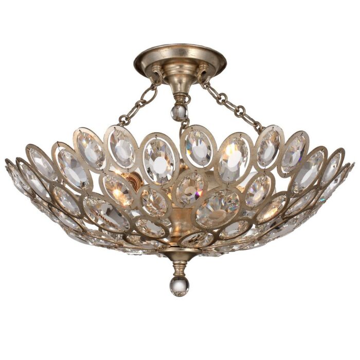 Crystorama Sterling 3 Light 20 Inch Ceiling Light in Distressed Twilight with Hand Cut Crystal Crystals