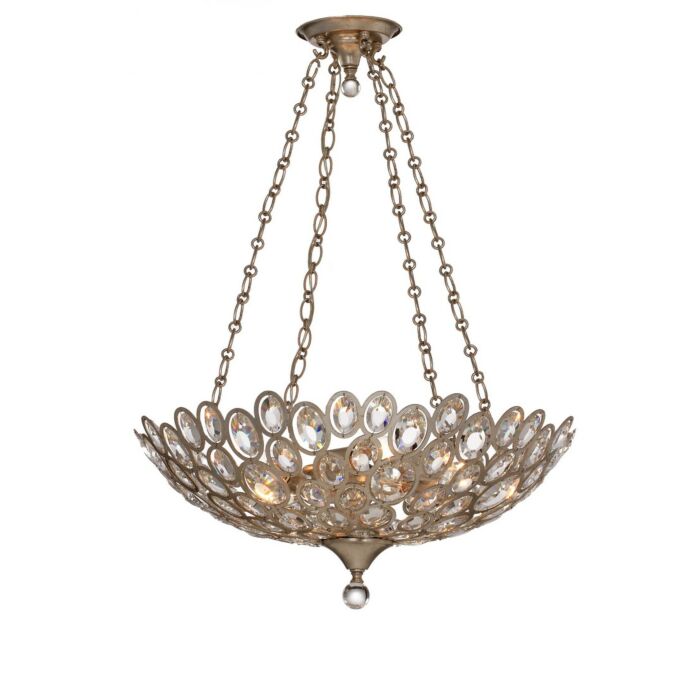 Crystorama Sterling 5 Light 14 Inch Transitional Chandelier in Distressed Twilight with Hand Cut Crystal Crystals