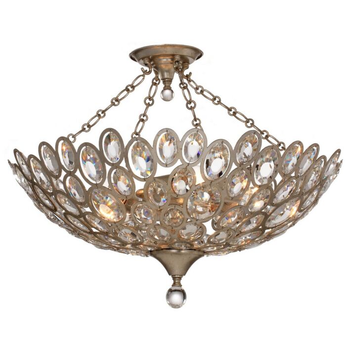 Crystorama Sterling 5 Light 24 Inch Ceiling Light in Distressed Twilight with Hand Cut Crystal Crystals