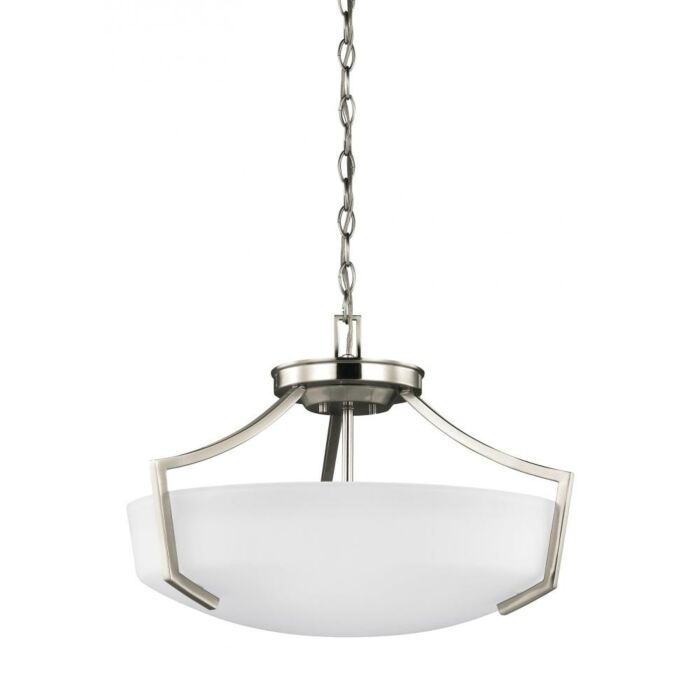 Sea Gull Hanford 3 Light 14 Inch Pendant Light in Brushed Nickel