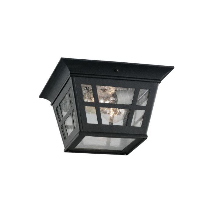 Sea Gull Herrington 2 Light 11 Inch Outdoor Ceiling Light in Black