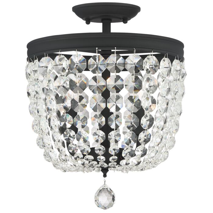 Crystorama Archer 3 Light Ceiling Light in Black Forged with Swarovski Spectra Crystal Crystals