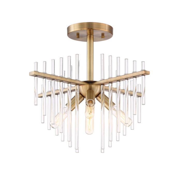 Reeve 4-Light Semi-Flush Mount in Burnished Antique Brass