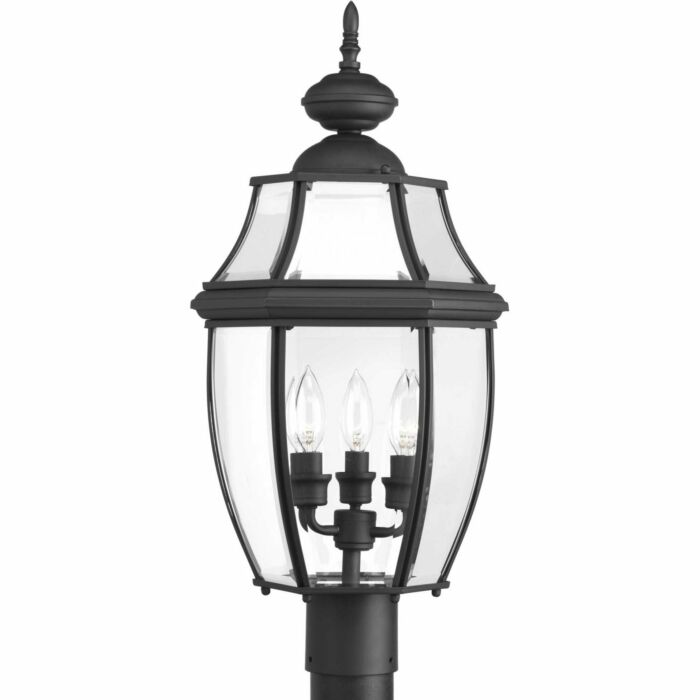 New Haven 3-Light Post Lantern in Black