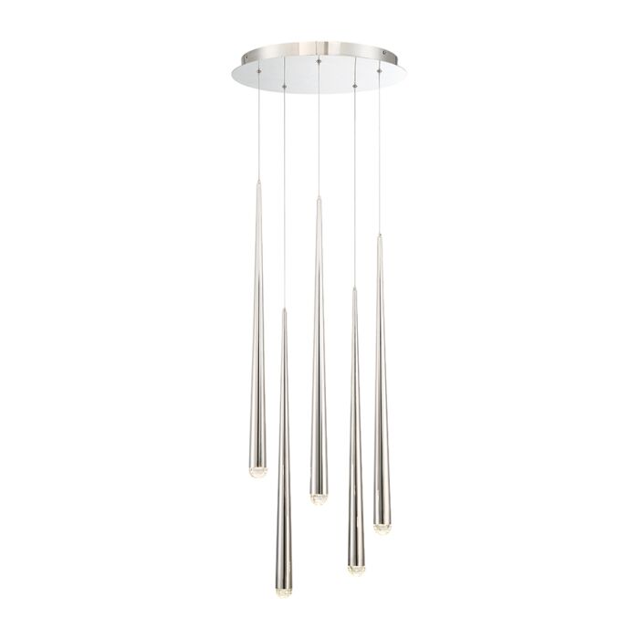 Modern Forms Cascade 5 Light Chandelier in Polished Nickel