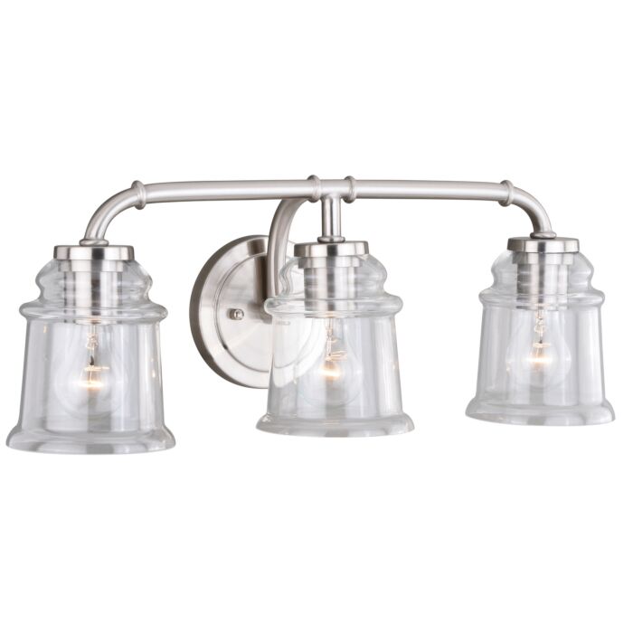 Toledo 3-Light Bathroom Vanity Light in Satin Nickel