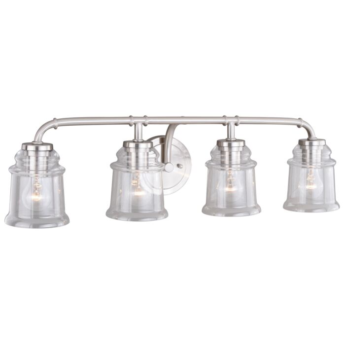 Toledo 4-Light Bathroom Vanity Light in Satin Nickel