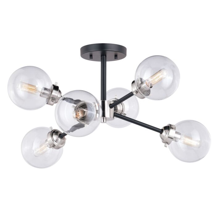 Orbit 6-Light Semi-Flush Mount in Satin Nickel and Oil Rubbed Bronze