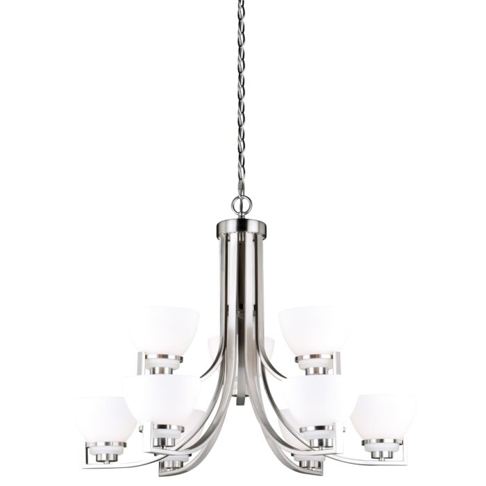 Metropolis 9-Light Chandelier in Satin Nickel