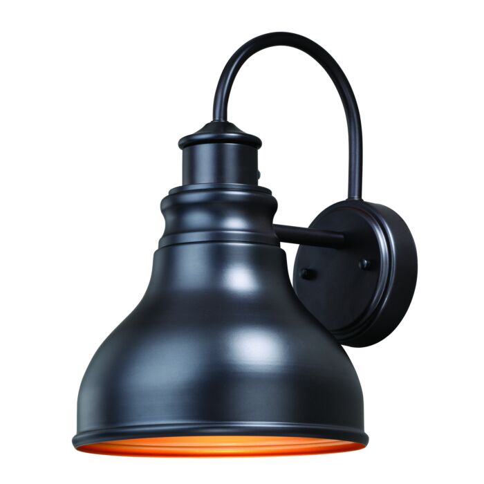 Delano 1-Light Outdoor Wall Mount in Oil Burnished Bronze and Light Gold