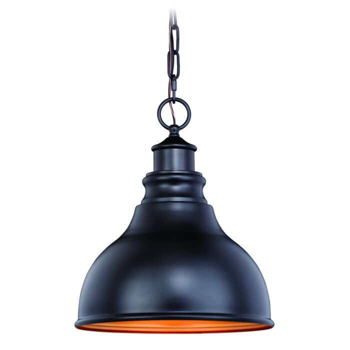 Delano 1-Light Outdoor Pendant in Oil Burnished Bronze and Light Gold