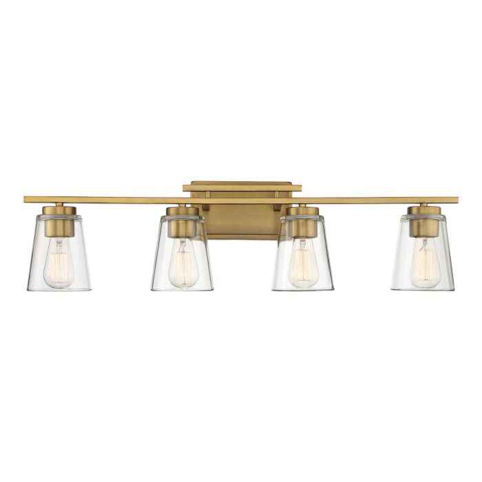 Savoy House Calhoun 4 Light Bathroom Vanity Light in Warm Brass