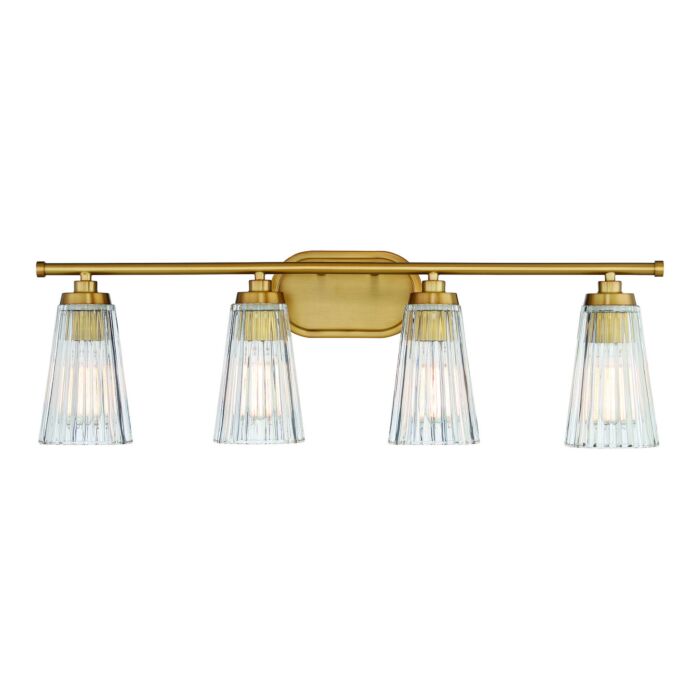 Savoy House Chantilly 4 Light Bathroom Vanity Light in Warm Brass