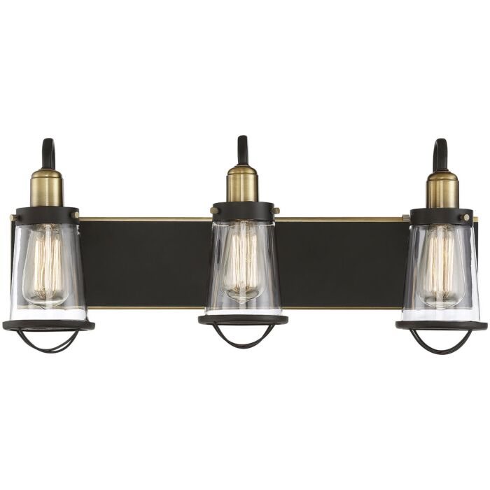 Savoy House Lansing 3 Light Bathroom Vanity Light in English Bronze and Warm Brass