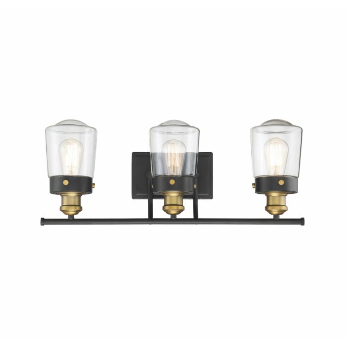 Savoy House Macauley 3 Light Bathroom Vanity Light in Vintage Black with Warm Brass