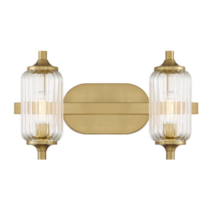 Holton 2-Light Bathroom Vanity Light in Warm Brass