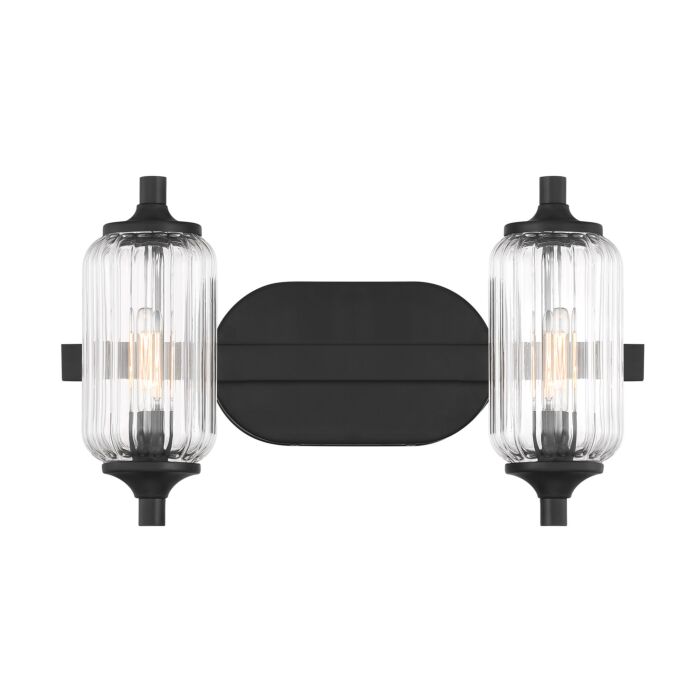 Holton 2-Light Bathroom Vanity Light in Matte Black