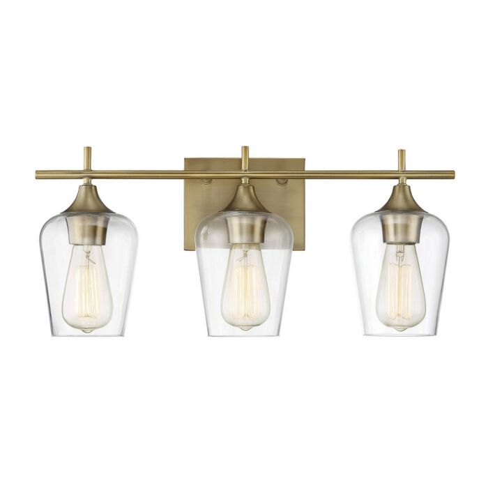 Savoy House Octave 3 Light Bathroom Vanity Light in Warm Brass